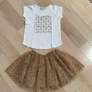 Bonpoint tulle soft cotton “summer is good” top & tulle skirt